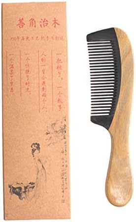 Supagoo Green Sandalwood Hair Comb | No Static Detangling Handmade Wooden Buffalo Horn Comb with Natural Aroma | Giftbox Packing