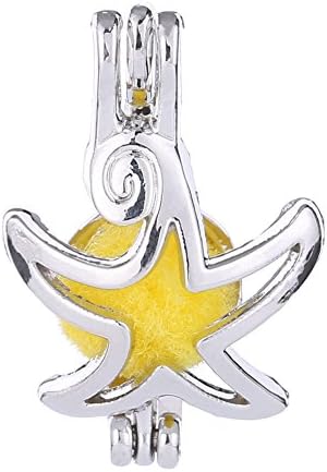 10pcs U.S. Silver Plating Pearls Cage Bead Locket Pendant - Add Your Own Pearls, Stones, Rock to Cage,Add Perfume and Essential Oils to Create a Scent Fragrance Oil Diffusing Pendant (Starfish)