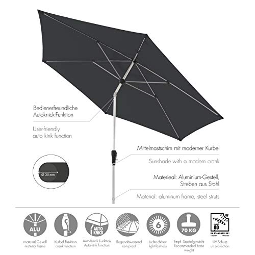 doppler Aluminium Sonnenschirm SL-AZ 330 - Knickbarer Sonnenschutz für Balkon oder Terrasse - ca. 330 cm - Anthrazit – Bild 3