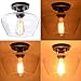 HMVPL Modern Industrial Clear Glass Shade Lighting Fixture, Black Semi Flush Mount Ceiling Light with Golden Edge, Farmhouse Ceiling Lamp for Porch Hallway Foyer Kitchen Island Bedroom Dining Room