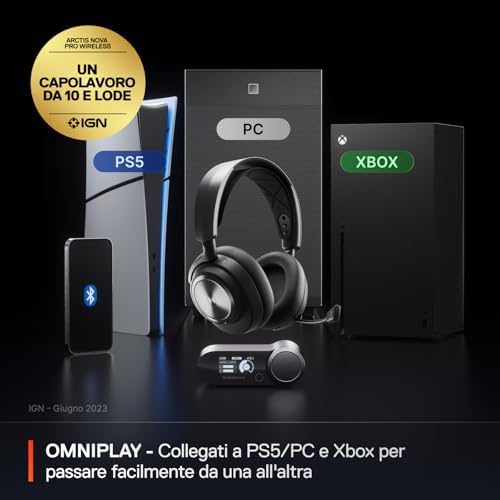 Arctis Nova Pro X - Cuffie da gaming wireless multi-sistema per Xbox - Driver magnetici al neodimio - Cancellazione attiva del rumore- Infinity Power System- Xbox, PC, PS5, Switch, Mobile
