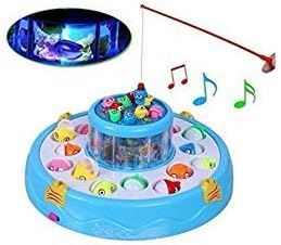 KARTsHiTech Fishing Fish Catching Game with 26 Pcs of Fish, 2 Rotary Fishing Pond and 4 Pods Includes Music and Lights Function (Assorted Color)