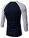 NEARKIN (NKNKR7T621 Unisex 3/4 Sleeve Raglan Design V-Neck Fitted T-Shirts NAVYGRAY US XL(Tag Size 2XL)