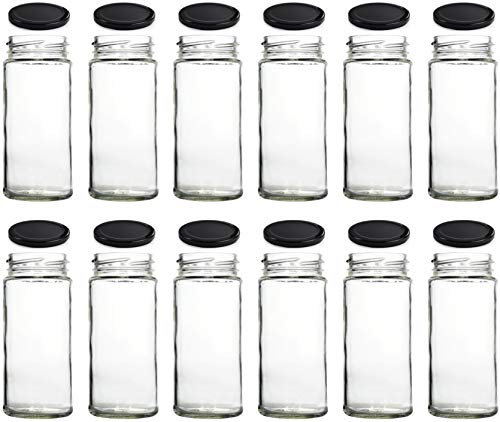 Rentra S.P.A. Empty Refillable Mutlipurpose Round Cosmetic Glass Pot Mason Jar with Black Lid for DIY Gifts Cosmetics Creams Balms Face Scrub Face Cream Body Cream for home Beauty Parlour 200ml