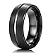 King Will TYRE Men's 8mm Black Tungsten Carbide Ring Domed Matte Finish Groove Wedding Band