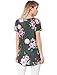 Allegra K Women's Floral Prints Boat Neck Short Sleeves High Low Hem Top XL Grey