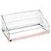 mDesign Modern Makeup Organiser 4 Compartment Cosmetics Storage Transparent & Rose Gold