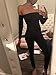 TOB Women's Sexy Long Sleeves Off Shoulder Lace Up Backless Club Jumpsuit Black
