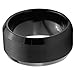 Charming Jewelers Tungsten Wedding Band Ring 10mm for Men Women Comfort Fit Black Beveled Edge Polished Brushed