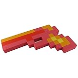 Foam Gun Toy Weapon, Pixelated Fiery Red Pistol, 10 inch, EnderToys
