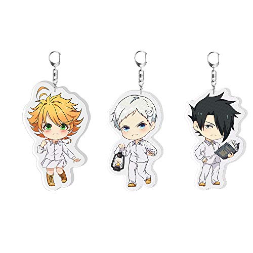 Gankchen The Promised Neverland Emma Norman Ray Keychain Cute Keyring Transparent Dual Layer Acrylic Keychains