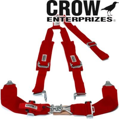 Crow Enterprizes Quick Release Red Seat Belt 3 Inch Lap 2 Inch Padded Shoulders 3 Point Y-Type