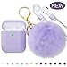 for Airpods Case, CTYBB Silicone Airpods Case Cover with Fur Ball Keychain Compatible with Apple Airpods 2/1 (Front LED Visible) primary