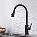 KOFOS Single Handle High Arc Matte Black Kitchen Faucet, Kitchen Sink Faucet With Pull Down Sprayer