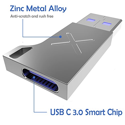 USB C to USB 3.0 Adapter, Acessorz Zinc Alloy Mini Hi-speed USB C 3.0 Female (Type-C) to USB A Male (Type-A) Fast Charging Sync Connector OTG Adapter for Laptop / Wall Car Charger with USB A Interface