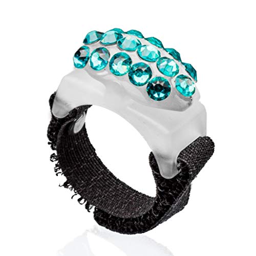 Thread Cutterz Ring Glow-in-The-Dark w/ 3 Rows Swarovski Crystals - A Ring That cuts Thread, Yarn & Embroidery Floss