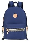 Veenajo Casual Lightweight Canvas Backpacks Cute Bookbag Shoulder Bag School Backpack for Teen Blue