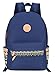 Veenajo Casual Lightweight Canvas Backpacks Cute Bookbag Shoulder Bag School Backpack for Teen Blue