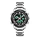 Business Mens Analog Digital Watch, Quartz Dual Time Zone Electronic Watches Waterproof Heavy Wristwatch with Alarm Stopwatch