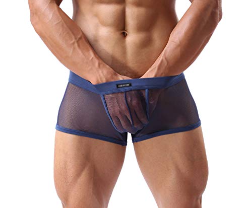 Evankin Men's Boxers Sexy Underwear Mesh Breathable Gay Low Rise Boxer Briefs(36Navy,XL) Evankin Men's Boxers Sexy Underwear Mesh Breathable Gay Low Rise Boxer Briefs(36Navy,XL)