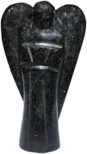 Black Tourmaline Stone Carved Angel Healing Crystals Reiki Spritual Gift With Red Gift Pouch