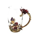 12 oz Glass Mug, Novelty Coffee Cups, Handmade Enamel Design, Pefect Gift Ideas