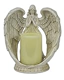Hi-Line Gift Ltd Angel Flameless Candle Holder, Indoor/Outdoor Use, White, 9