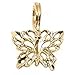 FindingKing 14K Yellow Gold Butterfly Pendant Charm