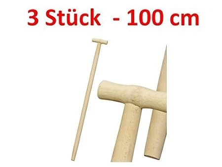 3 x Spatenstiel Grabegabel Spatengabel Stiel Holzstiel T Griff 100cm Set Ø 36 BUCHE