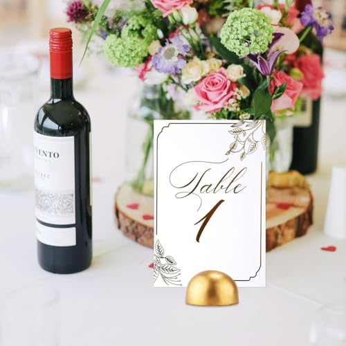 Round Table Number Stands, Modern Place Card Holders for Weddings, Parties, Events, Dinners, Elegant Gold Desk Decor, Stylish and Durable Tables Number Holders (12-Piece,Gold)