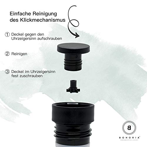 BOHORIA® Thermosflasche 900ml One Click Ãffnung Thermoflasche | Thermoskanne | Kanne für Kaffee, Tee & Wasser | Edelstahl | (Stainless Steel) – Bild 6