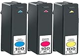 HouseOfToners Compatible Ink Cartridge Replacement for Lexmark #100XL (1 Cyan, 1 Magenta, 1 Yellow, 3-Pack)