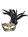 Awlsyj Women's Feather Masquerade Mask Venetian Halloween Mardi Gras Costumes Party Ball Prom Mask (Black)