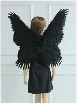 Halloween cosplay Fashion novel angels butterfly feathered wings dance Christmas goods props decoration a birthday present (Black 80 cm 90 cm)