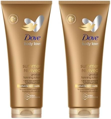 Dove Summer Revived Gradual Tanning Lotion Medium to Dark 200 ml Pack of 2
