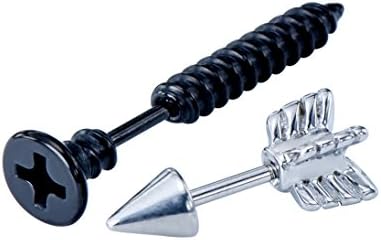 Holy Plug Piercing Value Pack 2PC 16g Stainless Steel Nail & Arrow Fake Tunnel Plug Ear Studs