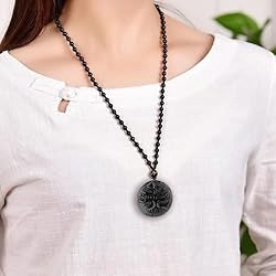 VIKCAUX Black Obsidian Necklace Tree of Life