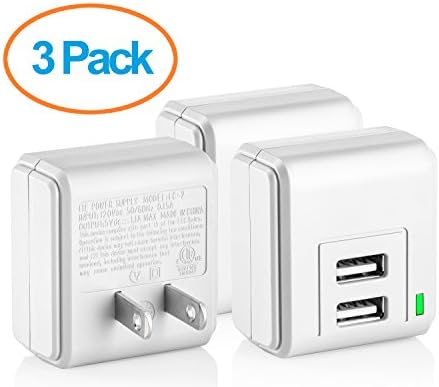 Yubi Power Wall Tap With Two USB Ports Dual USB Wall Charger - Three Pack - White
