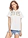 Floerns Women's Doll Collar Floral Embroidered Blouse White M