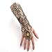 Juland Lace Fingerless Gloves Women Gothic Floral Lace Steampunk Wristband Ring Vintage Beaded Handmade Lace Up Gloves Bridal Bracelet Ring Set - 1 Pair –Bronzing S Size