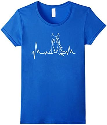 Women's Horse Heartbeat Tshirt - Horse Lovers Shirt Small Royal Blue