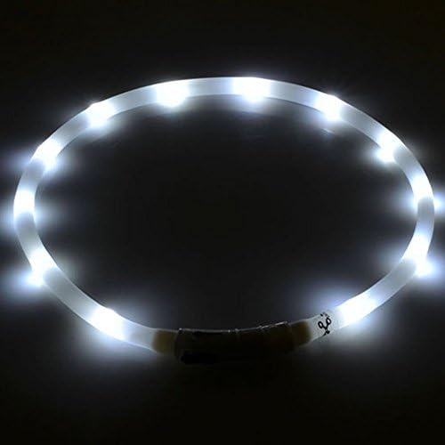 Zhongmei USB Adjustable Luminous Pet Collar Light,Anti-lost,White