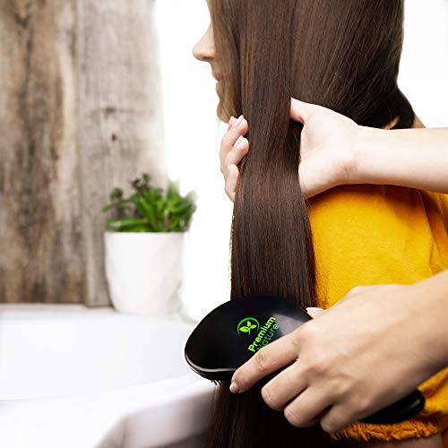 Detangling Hair Brush Gift Set - Two Piece No Pain Glide Thru Detangler Brushes For Curly Straight Wavy Wet & Dry Thick or Thin Tangle Hair Women Men Kids Hairbrush Teezer Comb Sets (Black & Purple)