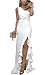BTFBM 2018 Women’s One Shoulder Split Bodycon Mermaid Evening Cocktail Long Dress (White, X-Large)