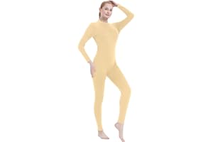 Kninmdor Women Unitard Dance Bodysuit High Neck Turtleneck Jumpsuit Dancer Leotard Full Body Suits Long Sleeves One Piece