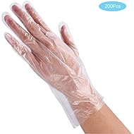 Plastic Gloves Disposable, Lebonheurs 200 Pcs Plastic Hand Gloves for Kitchen Cooking Cleaning Safety Food Handling Large (200PCS)