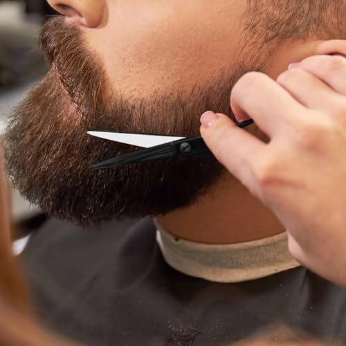 OCBA Beard Scissors, Professional Moustache Scissors, Ear Nose Hair Cutting Scissors Stainless Steel, Safe Use for Eyebrows (Black)