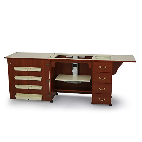 Arrow 352 Norma Jean Sewing Cabinet for Sturdy Sewing, Cutting, Quilting, and Crafting with Storage and Airlift, Cherry Finish - Thumbnail 2