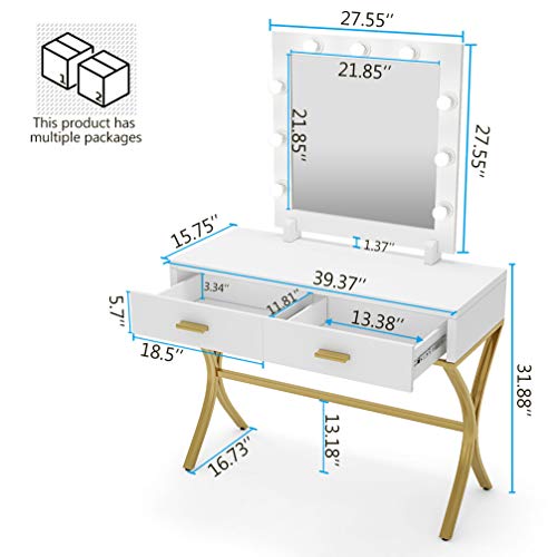 Tribesigns Vanity Table with Lighted Mirror, Makeup Vanity Dressing