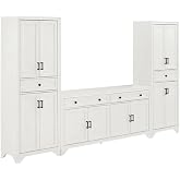 Furnifact Sideboard and Pantry Storage Set in White with Anti-Tip Mechanism, Durable Construction, Spacious Design, Ideal for Kitchen and Dining Rooms